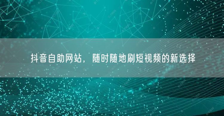 抖音自助网站，随时随地刷短视频的新选择