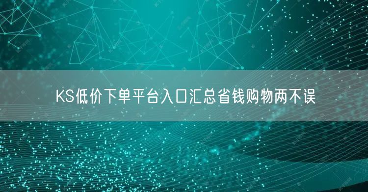KS低价下单平台入口汇总省钱购物两不误