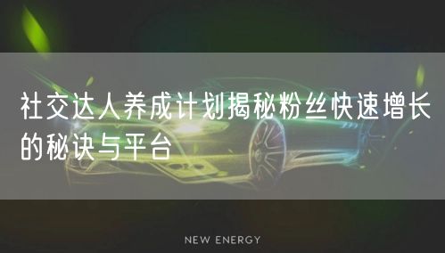 社交达人养成计划揭秘粉丝快速增长的秘诀与平台