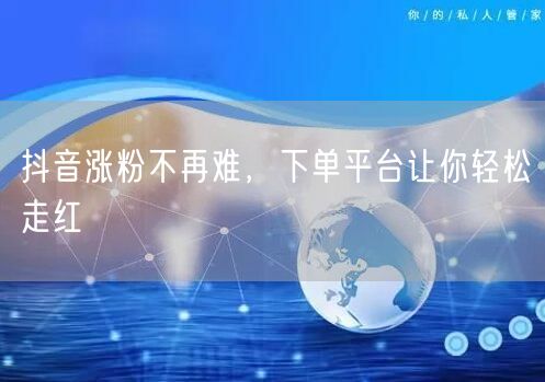 抖音涨粉不再难，下单平台让你轻松走红