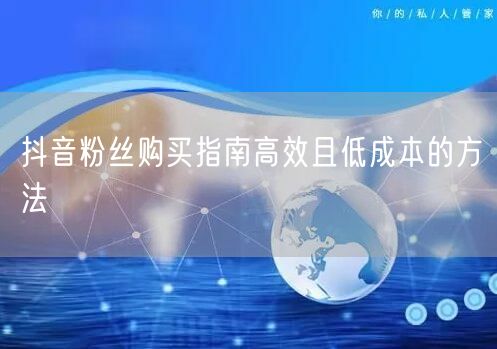 抖音粉丝购买指南高效且低成本的方法