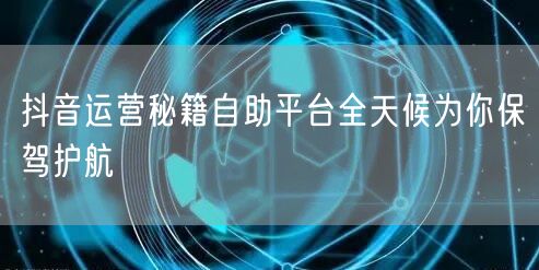 抖音运营秘籍自助平台全天候为你保驾护航