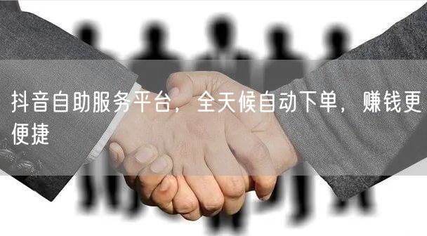 抖音自助服务平台，全天候自动下单，赚钱更便捷