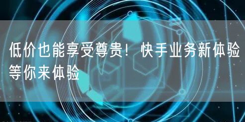 低价也能享受尊贵！快手业务新体验等你来体验